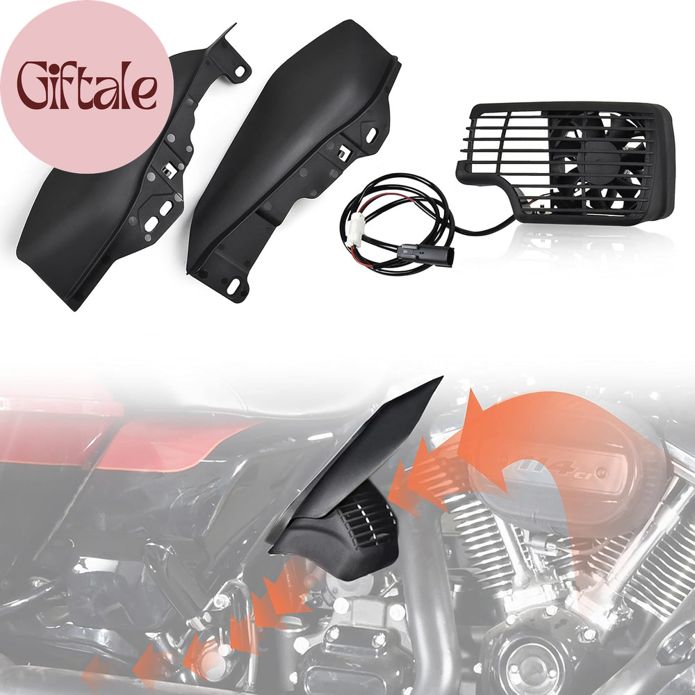 Coolflow Fan for Road Glide, Oil Cooler Fan with Heat Shield for Harley Touring