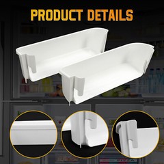 2-Pack 240323001 Door Bin Shelf White Lower ABS For Frigidaire Refrigerator