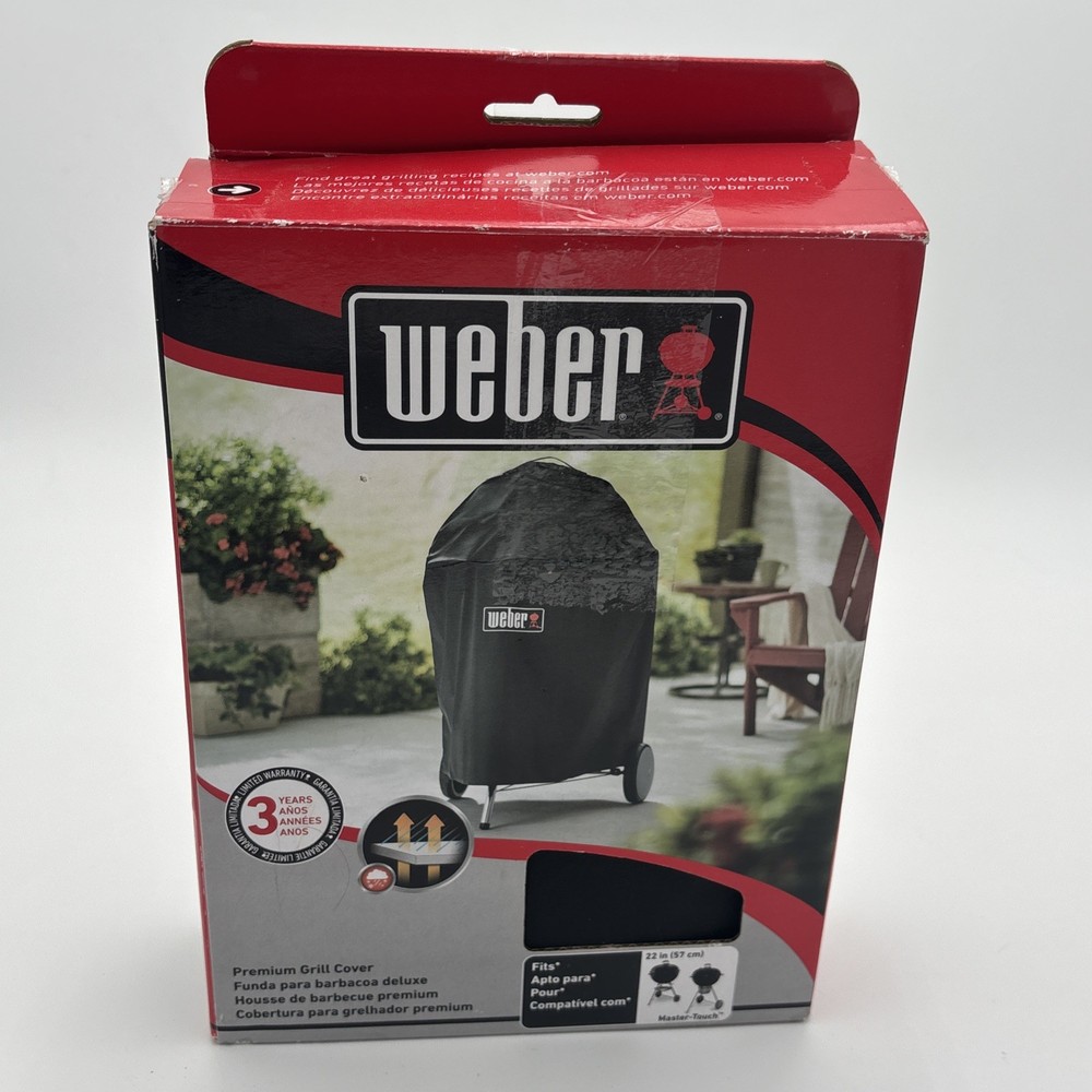 Weber Grill Cover 22in Master-Touch Black Polyester Premium 7150 Weatherproof