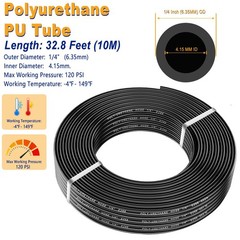 Air Line Tubing Kit,1/4″ Air Hose,1/4″ (6.35MM) OD 32.8FT Polyurethane PU Air