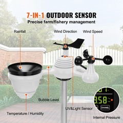 VEVOR 7-in-1 Wireless Weather Station 7.5 in Large Display for Indoor Outdoor
