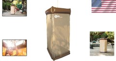Tan/Silver Portable Shower Enclosure with See-Through Port Hole – Modern Style