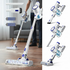 Cordless Vacuum Cleaner 65Kpa Suction Rechargeable 60min 1.5L Stick Lightweight