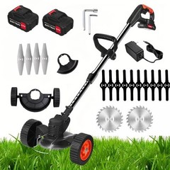 24V Electric Weed Wacker with Wheel | Cordless, 3 in 1 Grass String Trimmer