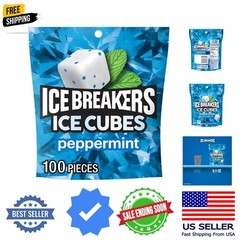 Ice Cubes Peppermint Sugar Free Chewing Gum Pouch, 8.11 oz 100 Pieces