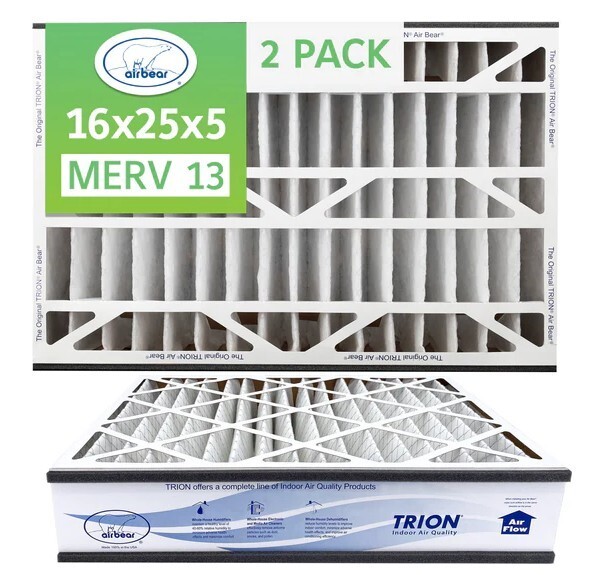 Trion Air Bear 266649-105 (2-Pack) – 16″ x 25″ x 5″ Pleated Air Filter, MERV 13