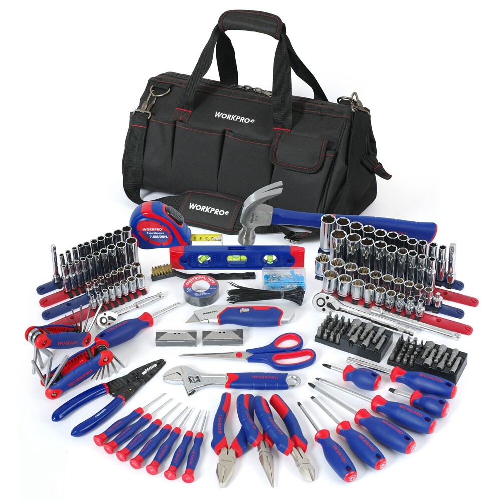 WORKPRO 322-Pieces Home Repair Tool Kits Basic Household Hand Tool With Tool Bag