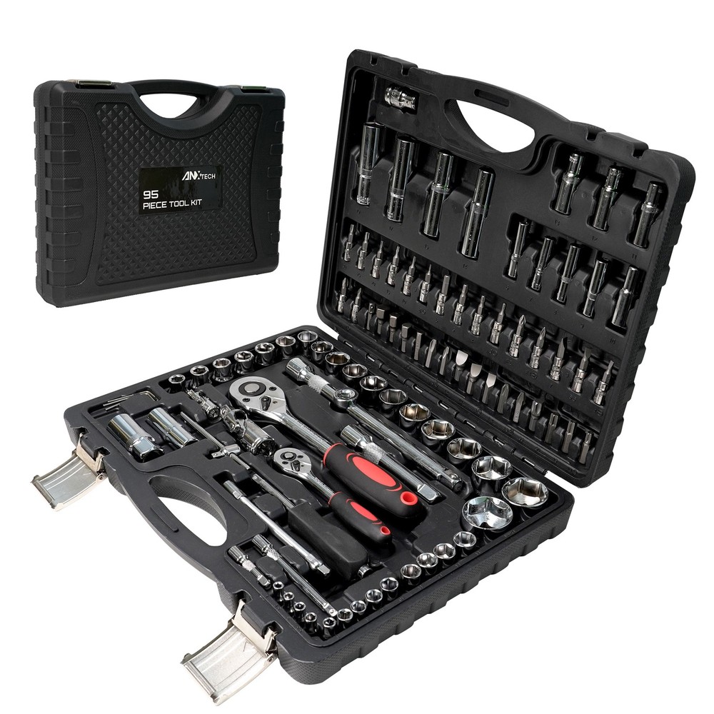 95pcs Socket Wrench Set with 1/2″ 1/4″ Ratchet Wrenches Mechanics Tools Case