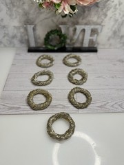 Set of 7 Vintage Beaded Napkin Rings with Tiny Seed Beads Silver Gold India EUC