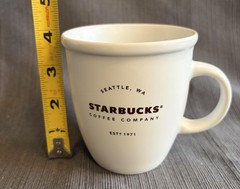 Starbucks Seattle WA Coffee Mug 12 Fl Oz White Ceramic Hand Wash Only Logo