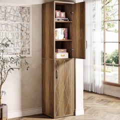 75″ Tall Narrow Storage Cabinet, Farmhouse Pantry Utility Cabinet for Kitchen