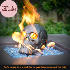 Fire Pits 10″ Imitated Human Metal Skull Decoration for Indoors Outdoors Campfir