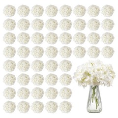 VEVOR 65 Pcs Artificial Silk Hydrangea Flowers 9.8 In Bouquet Arrangement White