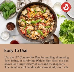 de Buyer 11″ MINERAL B Country Fry Pan 2 Handle Pro Oven Safe