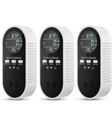 5-in-1 Carbon Monoxide Detectors Natural Gas Leak Detector 3 Pack New