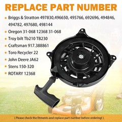 FITS PULL STARTER RECOIL ASSEMBLY 497680 FOR BRIGGS STRATTON