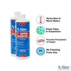Rx Clear Swimming Pool 7% Copper Algaecide Chemical – 32 oz – (Choose Quantity)