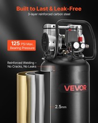VEVOR 14-Gallon Air Compressor 2HP 4.3 SCFM at 90PSI Max 125PSI Oil-Free Tank