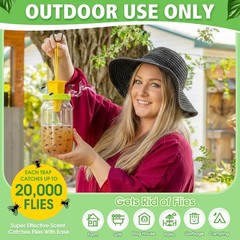 18 Pack Fly Traps Outdoor, Reusable Fly Catcher Bottles with Hanging Flies Tr…