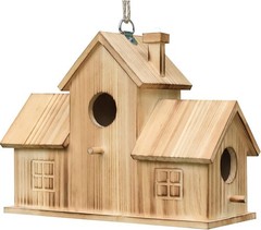 Bird Houses for Outside,Outdoor 3 Hole Bird House Room for 3 Bird Families Bl…