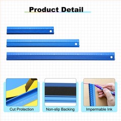 1Pcs 45cm/18″ Aluminum Alloy Metal Craft Safety Cutting Ruler,Blue