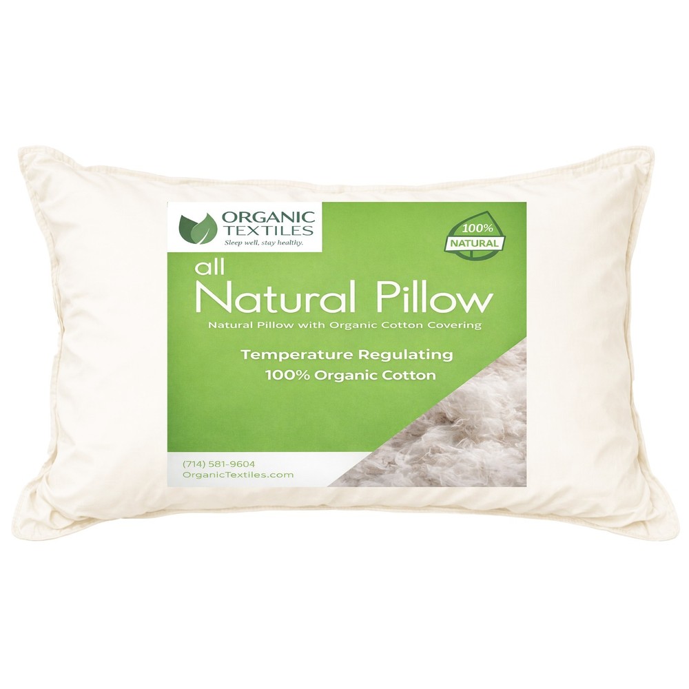 100% Organic Cotton Filled Bed Pillow with GOTS CERTIFIED Organic Cotton Cover