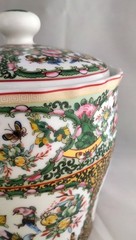 WILLIAMS SONOMA Famille Rose Botanical Porcelain Canister Jar w/ Lid (7.5″ tall)