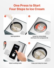 VEVOR 1.5 QT Automatic Ice Cream Maker with Built-in Compressor No Pre-freezing