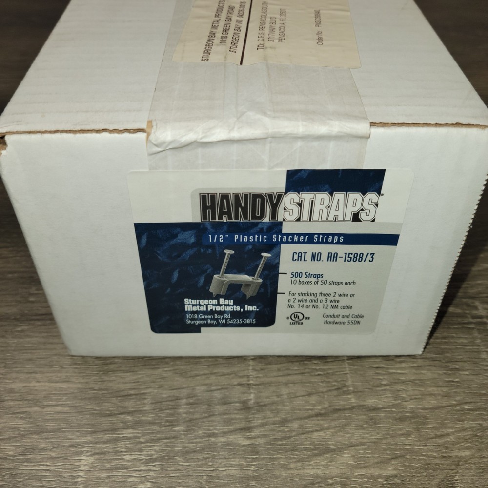 (500 Pk)Sturgeon Bay Handy Straps RA-1588/3 Insulated Cable Strap With Nail 1/2