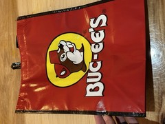 Buc-ees Grocery Bag Handle Black Red Beaver Travel Shopping Tote New Gift Bag
