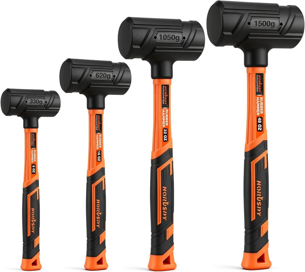 HORUSDY 4-Piece Dead Blow Hammer Set (0.5lb, 1lb, 2lb, 3lb) – One-Piece Molded