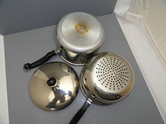 Vintage FarberWare 2 1/2 Qt Alum. Clad Stainless Steel Double Boiler Set