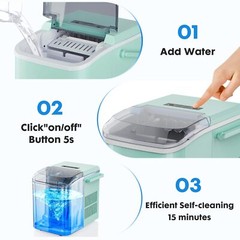 Countertop Ice Maker Portable Ice Machine Self-Cleaning 9 Cubes 6 Mins 26.5Lbs