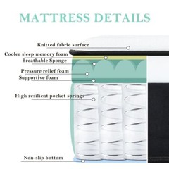 12″14″ Gel Memory Foam Mattress Hybrid Pocket Springs Twin Full Queen King Size