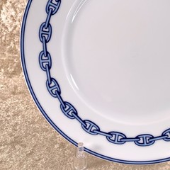 Hermes Paris Dessert Plate Chaine d’Ancre Porcelain Tableware Set of 2 with Box