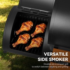 Royal Gourmet Charcoal Grill with Offset Smoker,Side Table and Front Table,Black
