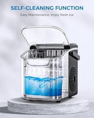 Ice Maker Countertop 26.5 Lbs 24 Hrs 8 Bullet Cubes 6 Mins Self Cleaning