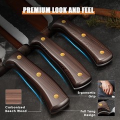 3 Pcs Boning Knives Set Butcher Knife Slaughter Knife High Carbon Steel Cleaver