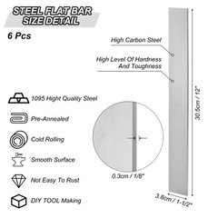 6 Pack Spring Steel 1095 1/8″ x 1-1/2″ x 12″ Steel Flat Bar for Knife Making