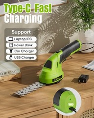 SHALL 2 in 1 Cordless Grass Shear & Hedge Trimmer – 7.2V Electric Bush Trimmer