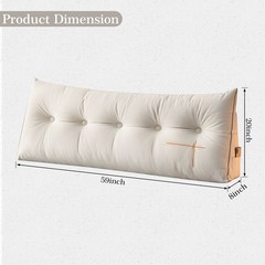 Velvet Wedge Headboard Pillow w/High-Resilience Filling Removable Zippered Cover