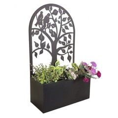 26.5″ H Metal Hanging Planter Antique Black Garden Metal Wall Decor
