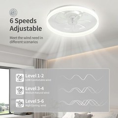20″ Modern Fan Lights Flush Mount LED Ceiling Light kit With Remote APP Control