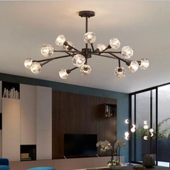 18-Light Modern Crystal Chandelier LED Sputnik Pendant Fixture Ceiling Lighting