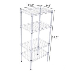 Rectangle Carbon Steel Metal Assembly 4-Shelf Kitchen Storage Rack Silver Grey