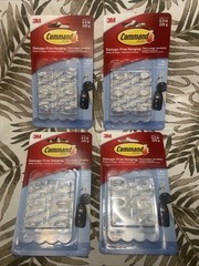 (Lot of 4) Command Mini Hooks Holds 0.5 Lb – #17006CLR-6 Hooks 8 Strips Ea. Pack