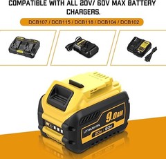 2Pack 9.0Ah for DeWalt FLEXVOLT 20V/60V MAX Battery Lithium-ion DCB609 &Charger