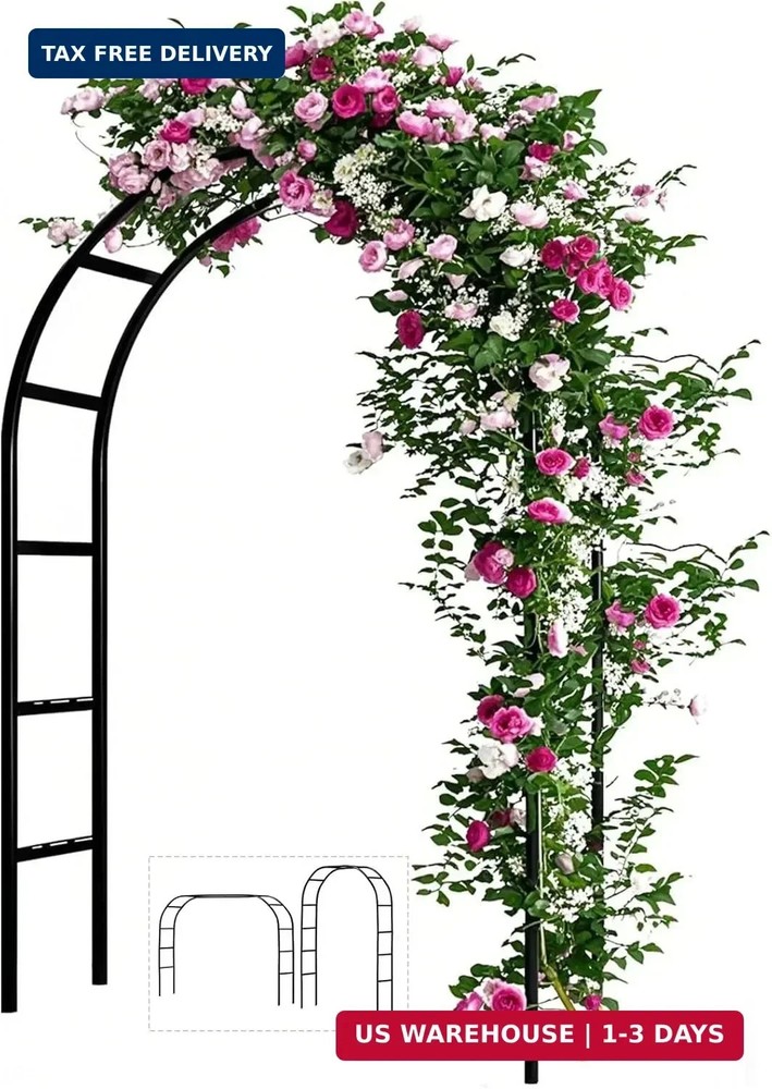 Adorox 7.8ft Garden Arch Trellis for Climbing Plants, Metal Arch Frame, Pumpkin