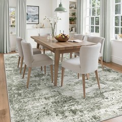 Area Rugs 5×7 for Living Room, Modern Abstract Machine Washable Large Green Rug
