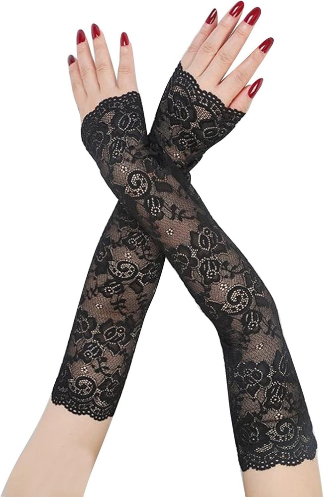 UV Protection Lace Arm Sleeves, Women’s Floral Lace Sleeves Hollow Out Long